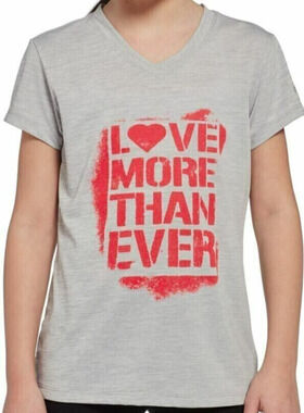 Reebok Girls "Love More Than Ever" Graphic Tee Size X-Large Spacedye Gray NWT